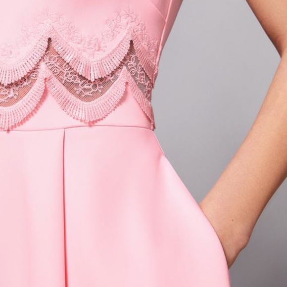 Ted Baker Pink Embroidered Skater Dress- WORN 1x! - Picture 5 of 8